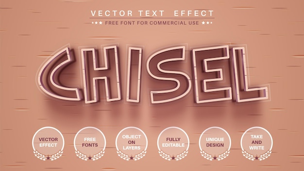 Стиль шрифта с редактируемым текстовым эффектом Chisel Stroke