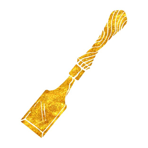 Vector chisel woodworking tool in gold foil texture vector illustration