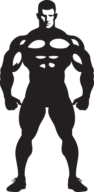 Chiseled Icon Bodybuilders Black Vector Design The Muscle Glyph Full Body Black Vector Logo