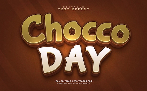 Vector chocco day cartoon 3d style text effect