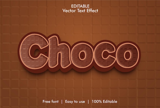 Редактируемый текстовый эффект choco 3d Premium векторы с фоном