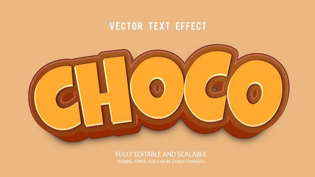 Choco 3d редактируемый векторный шаблон текстового эффекта с милым фоном