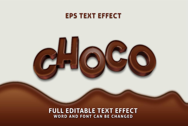 Choco 3d реалистичный текстовый эффект премиум векторы