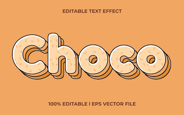 choco 3D-teksteffect met schattig thema. bruine tekst belettering typografie lettertypestijl