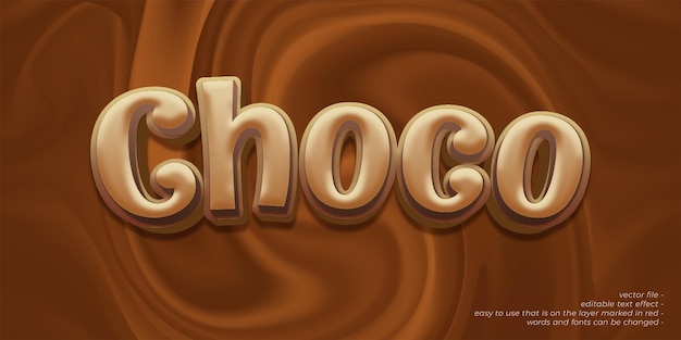 Choco 3d tekststijl bewerkbaar lettertype-effect