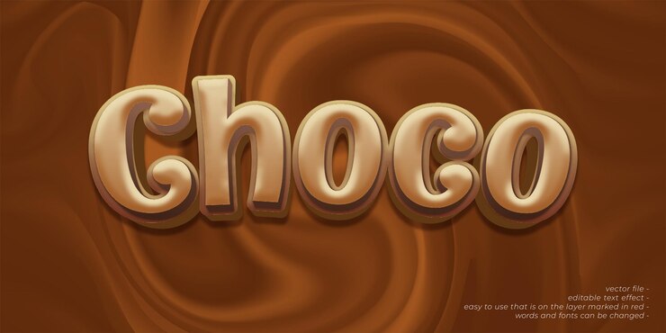 Vector choco 3d 텍스트 스타일 편집 가능한 글꼴 효과