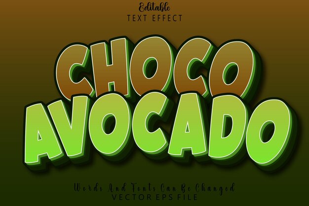 Choco Avocado bewerkbaar teksteffect reliëf cartoonstijl