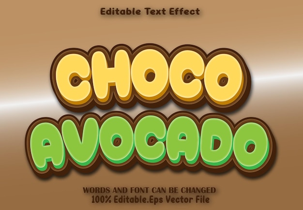 Choco Avocado bewerkbare tekst-effect cartoon stijl