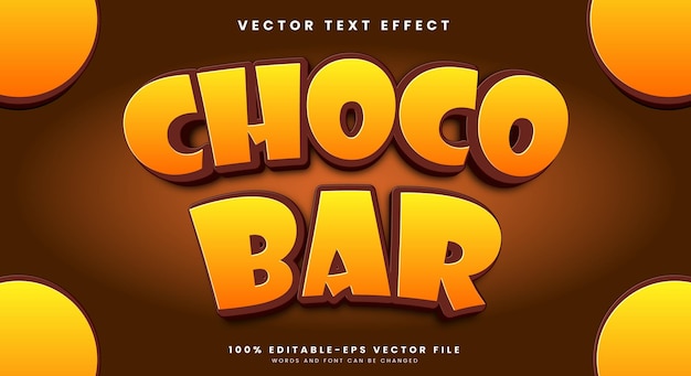 チョコバー 3d 編集可能なテキスト効果 甘い食品に適したテンプレート