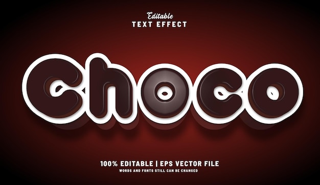 Vector choco bewerkbare teksteffect 3d-tekststijl