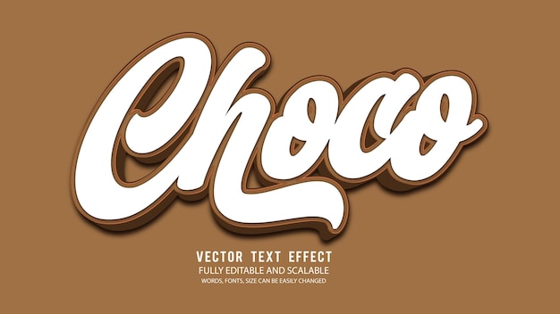 Choco bewerkbare teksteffect vectorsjabloon met leuke achtergrond 3D-stijl