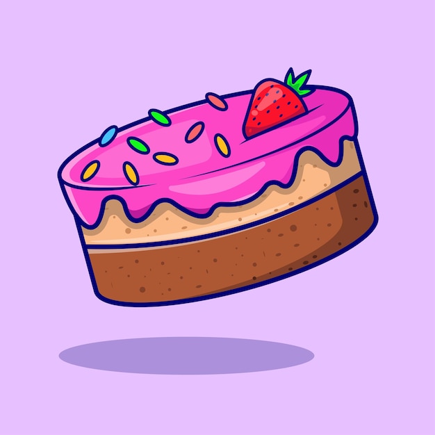 Choco Birthday Cake Vector, Flat Icon, Flat Design