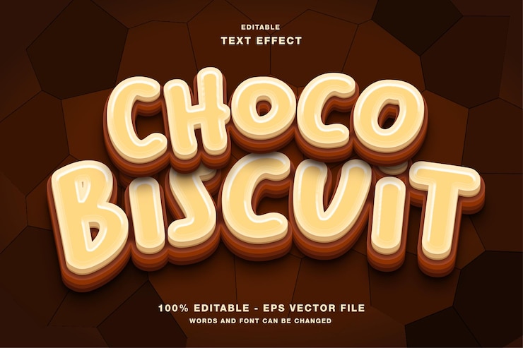 Vector choco biscuit editable text effect