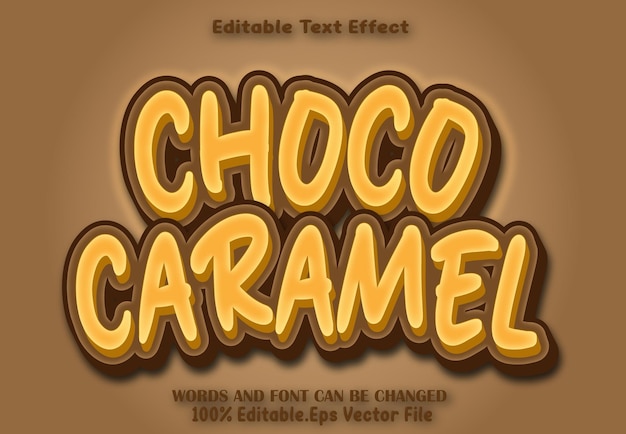 Choco caramel effetto di testo modificabile stile di cartone animato