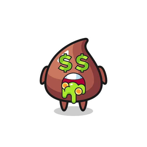 Choco chip character with an expression of crazy about money