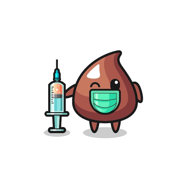 Choco chip mascot as vaccinator