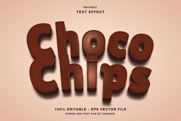 Вектор choco chips 3d текстовый эффект