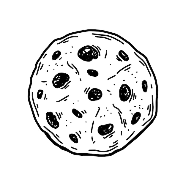 Choco chips cookie Hand drawn vector illustration in sketch style