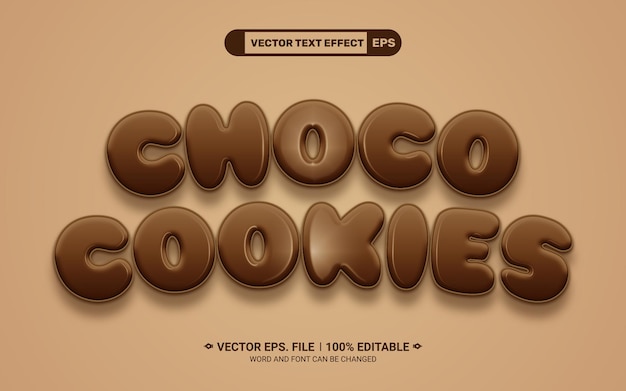 Vector choco cookies editable 3d vector text style effect