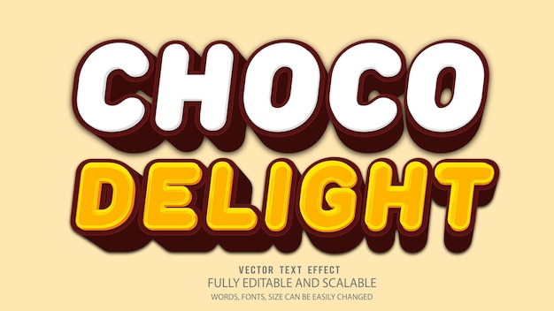 Choco Delight 3d редактируемый вектор текстового эффекта с милым фоном