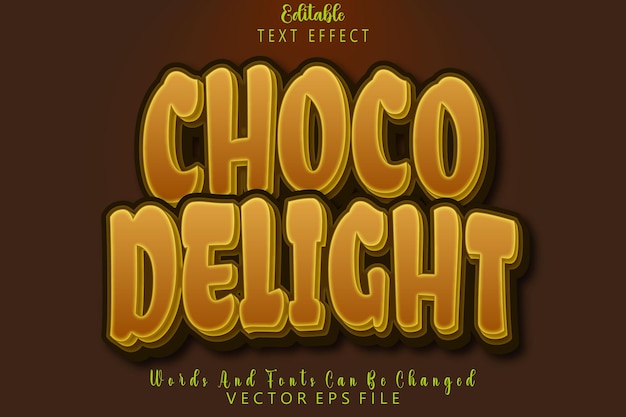 Vector choco delight editable text effect emboss cartoon style