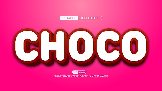 Choco редактируемый текстовый эффект вектор 3d стиль