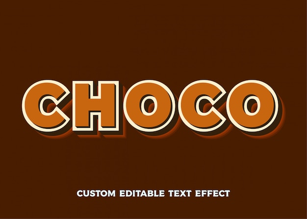 Choco teksteffect. bewerkbare lettertypestijl