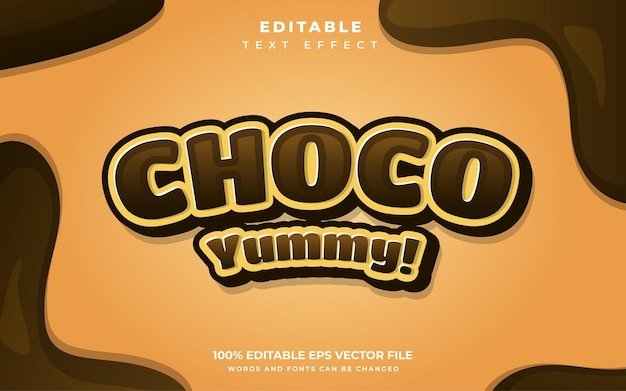 Vector choco text effect yummy taste food candy delicious