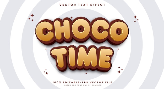 Choco Time bewerkbare tekst-effect sjabloon 3D cartoon stijl