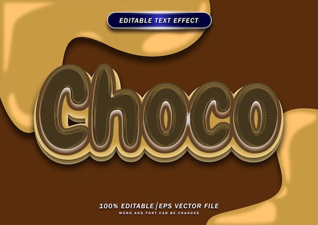 Choco vetgedrukte tekst bewerkbaar effect zoet stijlontwerp