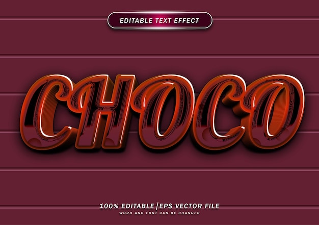 Vector choco vetgedrukte tekst bewerkbaar effect