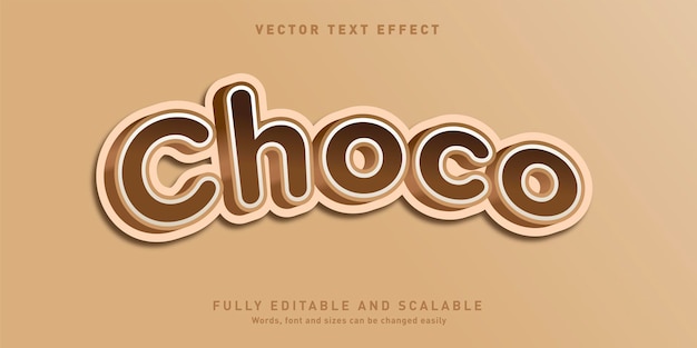 Vector choco volledig bewerkbaar lettertype-effect