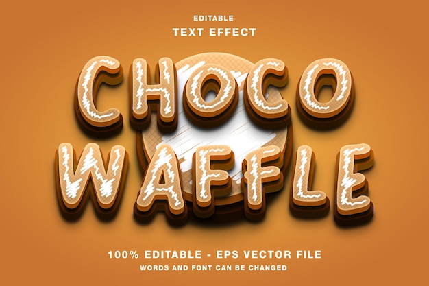 Vector choco waffle 3d bewerkbare tekst-effect