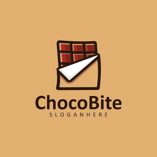 Design piatto vettoriale con logo al cioccolato quadrato chocobit