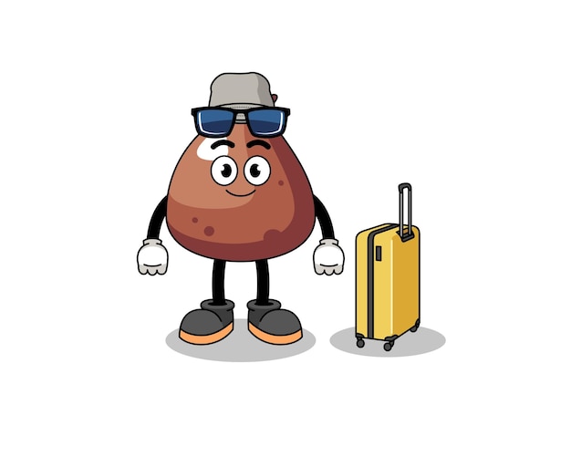 Chocochipmascotte die vakantie doet