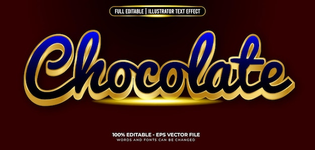 Chocolade 3d tekst effect goud bewerkbaar