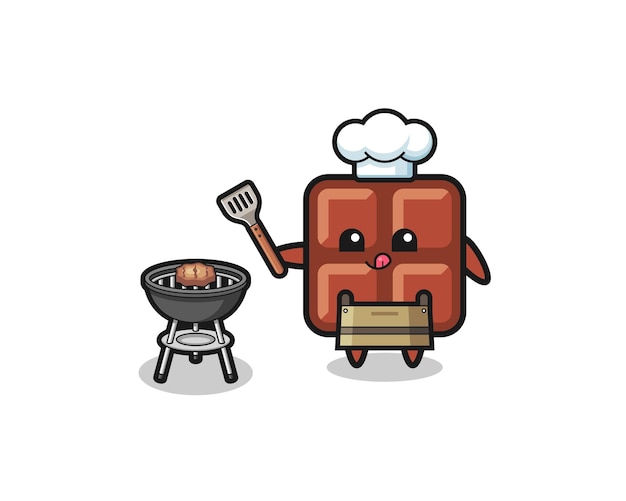 Chocolade bar barbecue chef met een grill