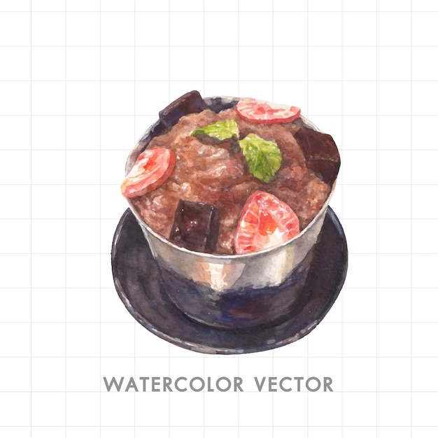 Vector chocolade bingsu geschilderd in waterverf