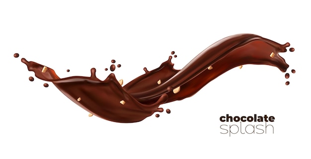 Chocolade cacao koffie melk geïsoleerde stroom splash