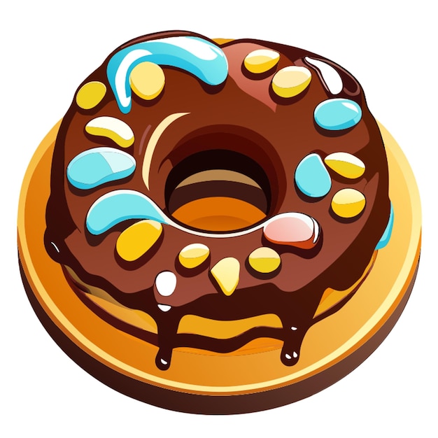 chocolade donut met topping fruit witte achtergrond