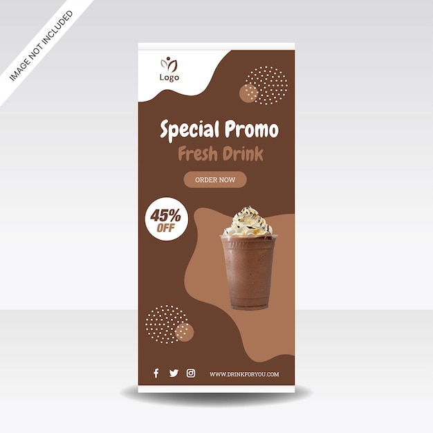 chocolade drank roll up banner winkel promotie ontwerp sjabloon