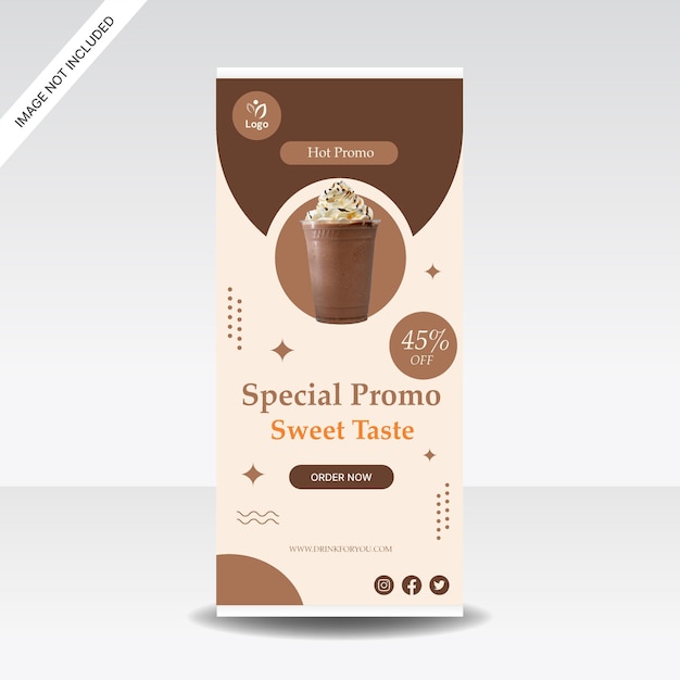 chocolade drank roll up banner winkel promotie ontwerp sjabloon