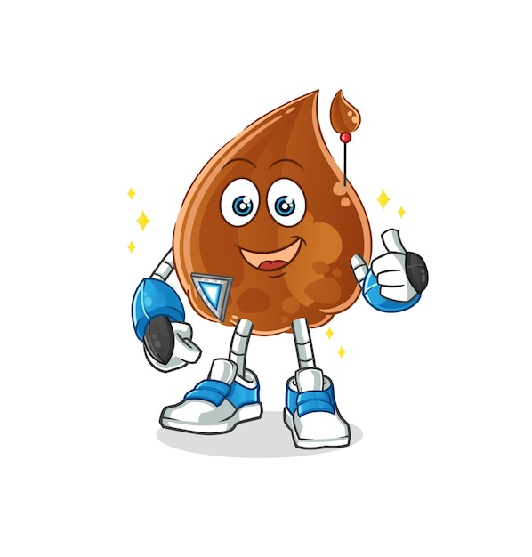 Chocolade drop robot karakter. cartoon mascotte vector