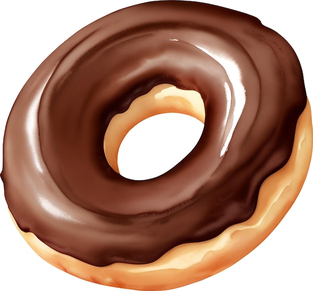 Chocolade Geglazuurde Donut of Donut Gedetailleerde Hand Getrokken Illustratie Vector Geïsoleerd