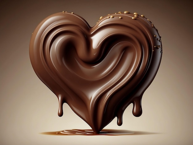 Chocolade hart over een zwembad van gesmolten chocolade over witte achtergrond Vector