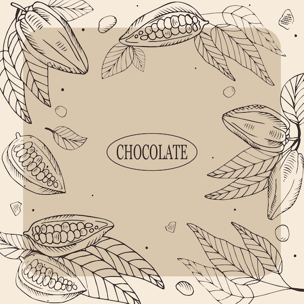 Vector chocolade illustratie met cacaobonen