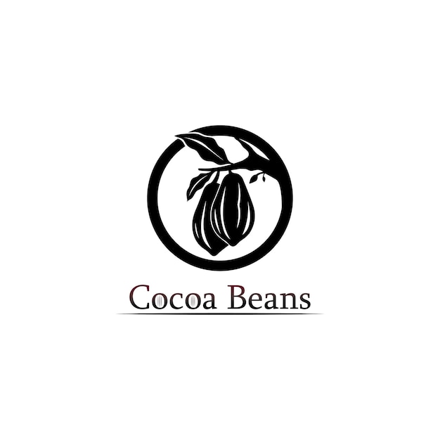 Chocolade logo en cacao icoon en vector design noot en noot heerlijk