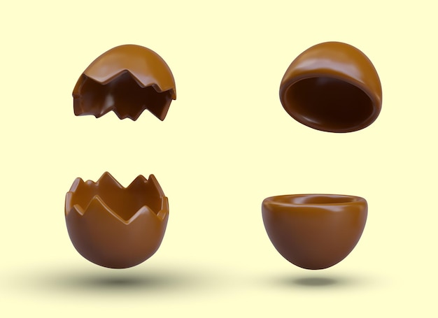 Chocolade realistische ei halven gebroken en gescheiden vector lege mockup