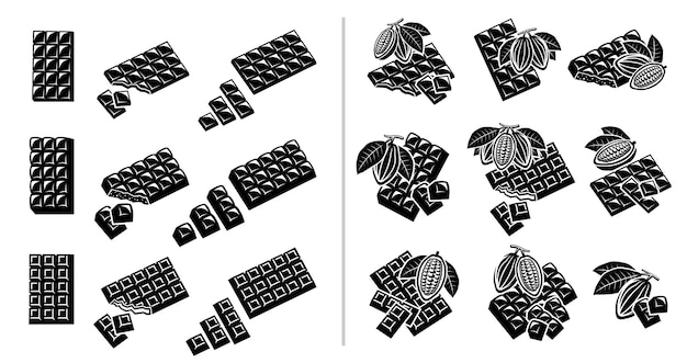 Chocolade set. vector illustratie pictogrammen