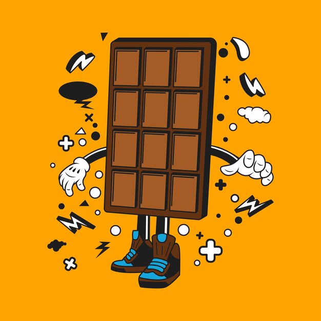 Vector chocolade snoep stripfiguur sticker vector stock illustratie